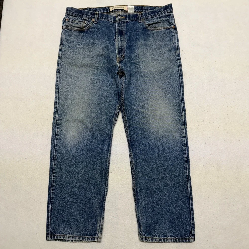 Levis 505 Jeans Mens 42x30 Blue Denim Regular Fit Straight Leg Medium Wash Y2K